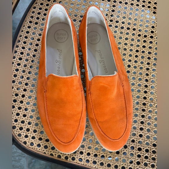 like NEW European Designer (Paul Green) Shoes—Orange Suede Loafers - Picture 1 of 2